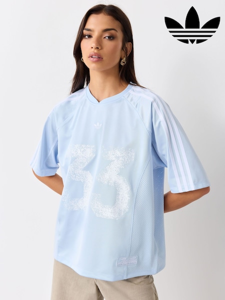 Light Blue - Adidas Originals Oversized Vintage Jersey Top