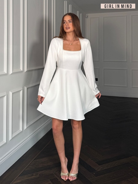 Girl In Mind White Kathryn Square-Neck Mini Dress (V49380) | SGD 116