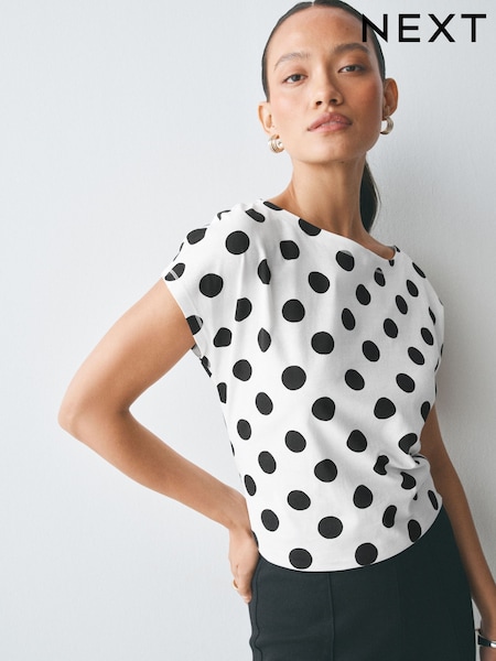 White Polka Dot - Cap Short Sleeve T-shirt