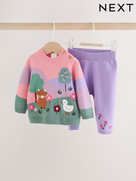 Pink Hamish - Character Knitted Scene Jumper And Leggings Baby Set (0mths-2yrs)