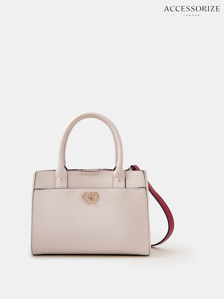 Accessorize Cream Double Heart Cross-Body Handbag (V50243) | OMR24