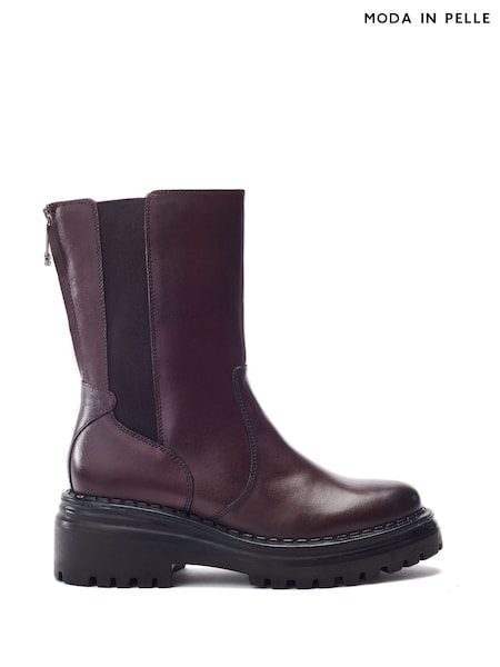 Moda in Pelle Red Luccio Zip Detail Wedge Chelsea Boots (V50271) | SGD 288