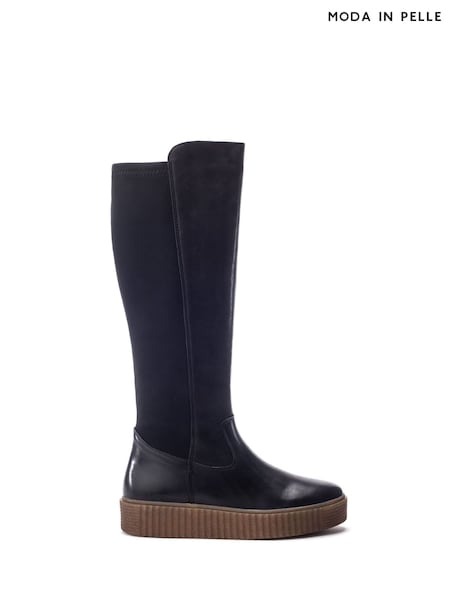Moda in Pelle Black Sh Indi Long Boots On Crepe Effect Sole (V50284) | €251