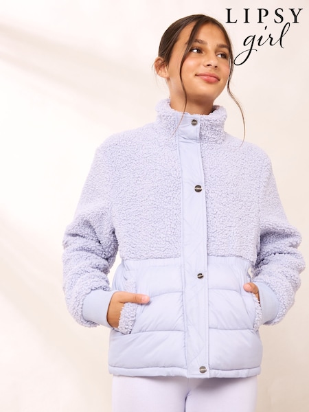 Lila Violetti - Lipsy Fleece Hybrid Puffer Jacket (5-14yrs)