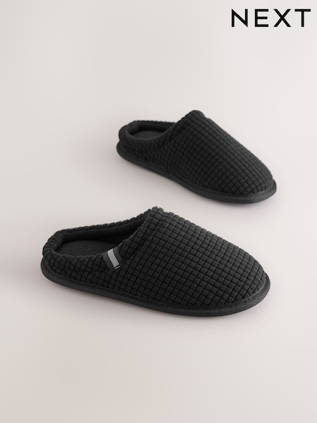 Black - Warm Lined Slipper Mules