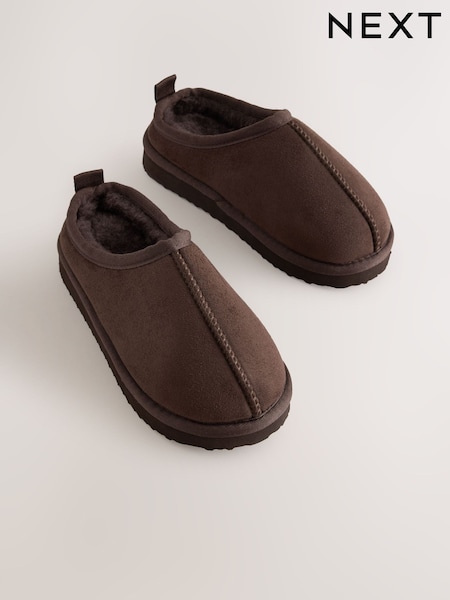 Marron chocolat - Chaussons mules douillets
