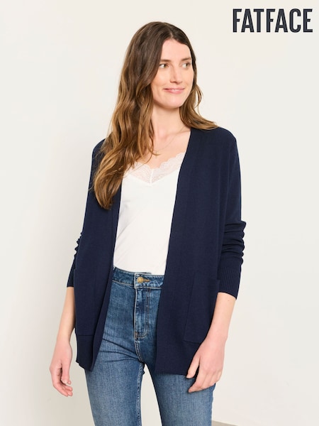 Navy - Fatface Knitted Longline Cardigan