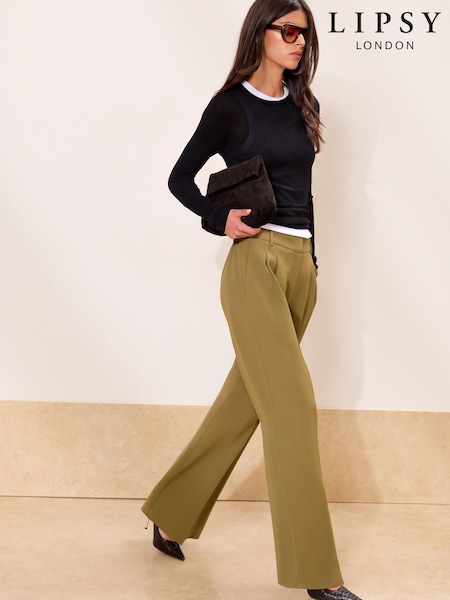 Olive Green - Lipsy Premium Wide Leg Tailored Trousers