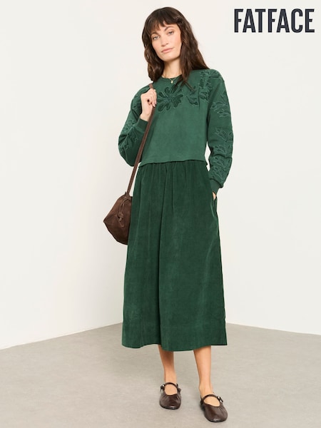 Green - Fatface 2in1 Cord Midi Dress