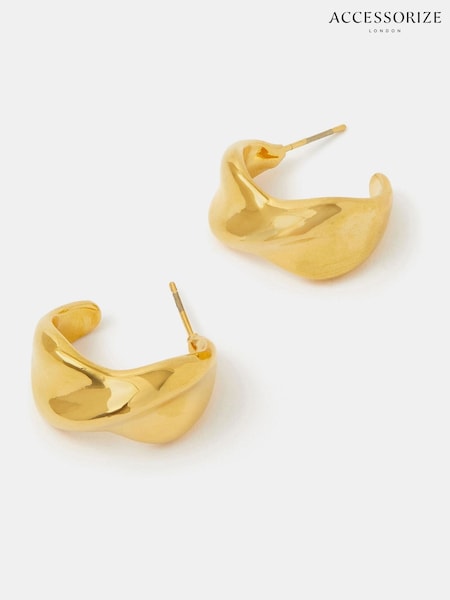 Accessorize Stainless Steel Chunky Twist Hoop Earrings (V50757) | ¥ 4,880