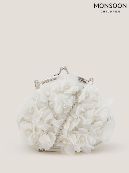 Monsoon Cream Appliqué Floral Cluster Clip Frame Bag (V50782) | AED114