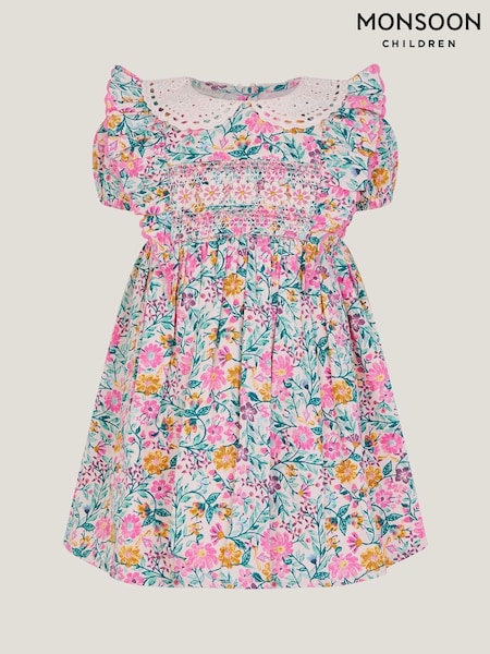 Monsoon Natural Baby Floral Print Smock Dress (V50785) | $75 - $80