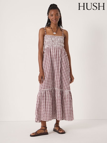 Hush Leni Shirred Gingham Beach Dress (V51041) | ‏641 د.إ.‏