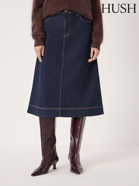 Hush Blue Indie Denim Midi Skirt (V51072) | $212