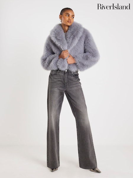 River Island Blue Short Faux Fur Jacket (V51268) | €91.50