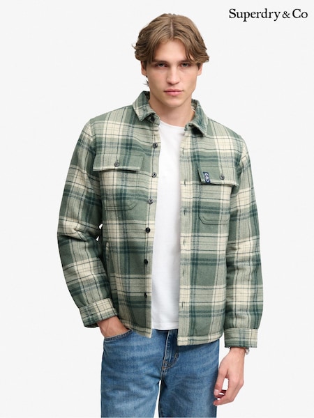 Verde - Regular Superdry Borg Lined Miller Overshirt