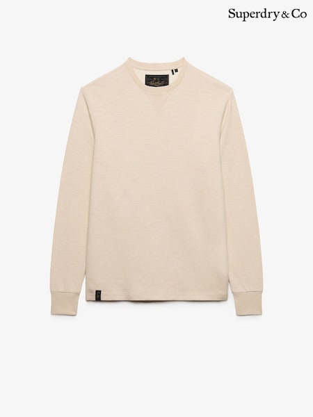 Natural - Regular Superdry Classic Slub Waffle Sweat Top