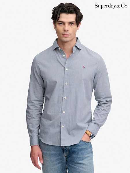Blau - Regular Superdry Cut Away Poplin Long Sleeve Shirt
