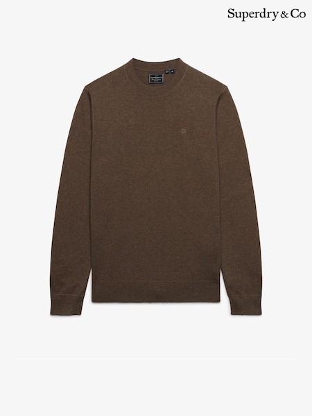 Brown - Regular Superdry Essential Lw Wool Blend Jumper