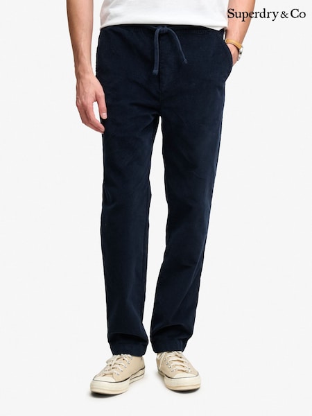 Blau - Regular Superdry Merchant Cord Drawstring Trousers