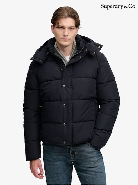 Black - Regular Superdry Premium Hood Puffer Coats