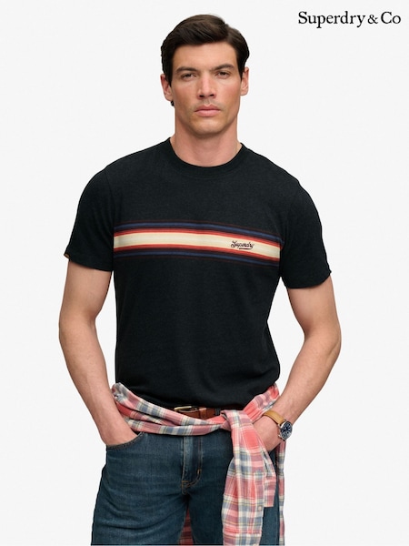 Melns - Regular Superdry Outdoor Stripe Logo Rlxd T-shirt
