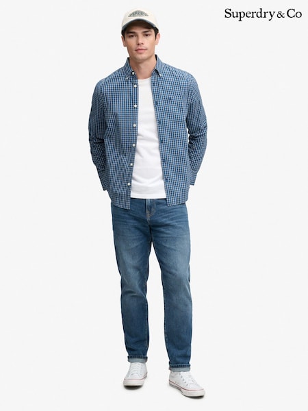 Blue - Regular Superdry Preppy Poplin Long Sleeve Shirt