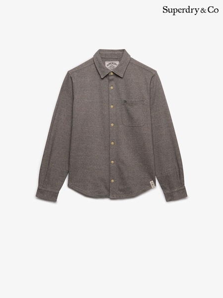 Braun - Regular Superdry Twill Tweed Jersey Shirt
