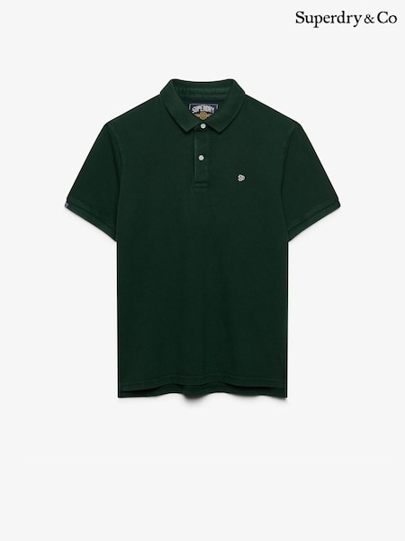 Dark Green - Regular Superdry Vintage Destroy Polo Shirt