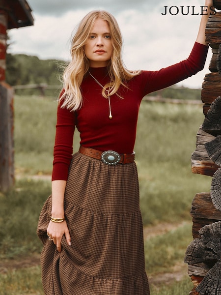 Burgundy Red - Seamless Knitted Long Sleeve Slim Fit Top