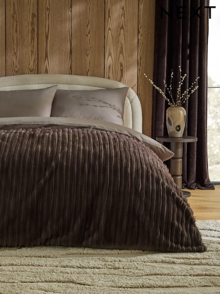 Cut Stripe Faux Fur Throw