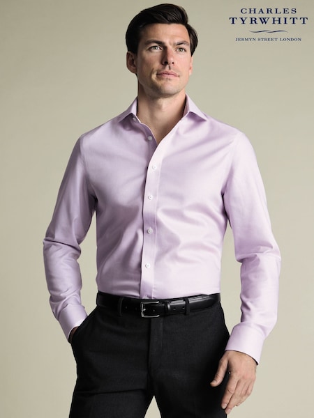 Charles Tyrwhitt Purple Non-Iron Greenwich Weave Cutaway Shirt (V52200) | €106
