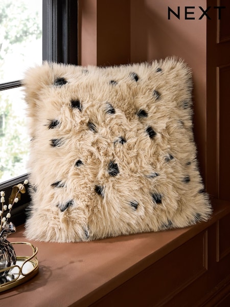 Faux Fur Polka Dot Cushion