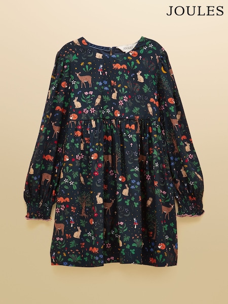 Navy Woodland - Joules Girls' Darla Long Sleeve Dress