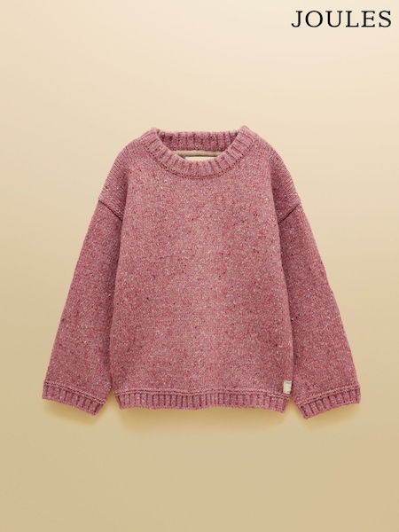 Pink - Joules Kids' Fisherman Rib Jumper