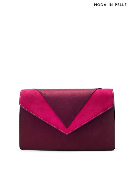 אדום - Moda in Pelle Livelia Clutch V-Shape Clutch Bag (V52364) | ‏352‏₪