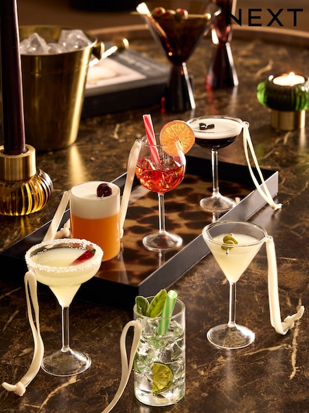 Set Of 6 Glass Cocktail Baubles