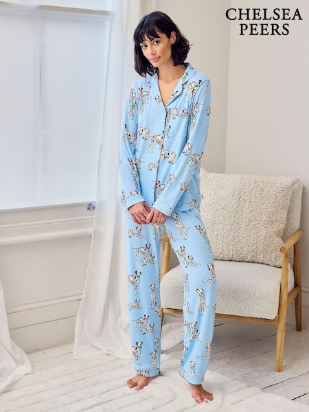 Chelsea Peers Blue Dalmation Dogs Print Long Pyjamas Set (V52937) | 234 QAR