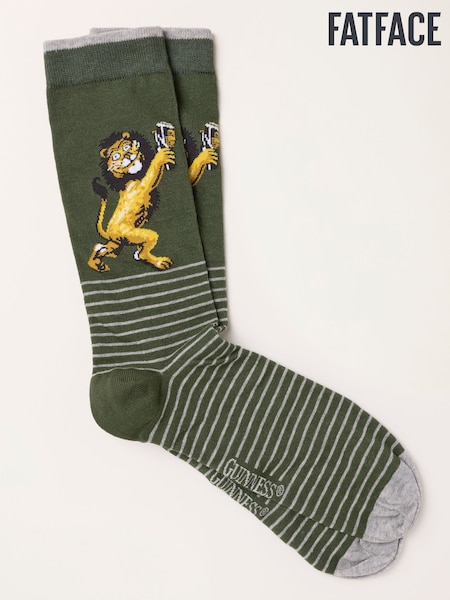 Green - Regular Fatface Guinness Lion Socks