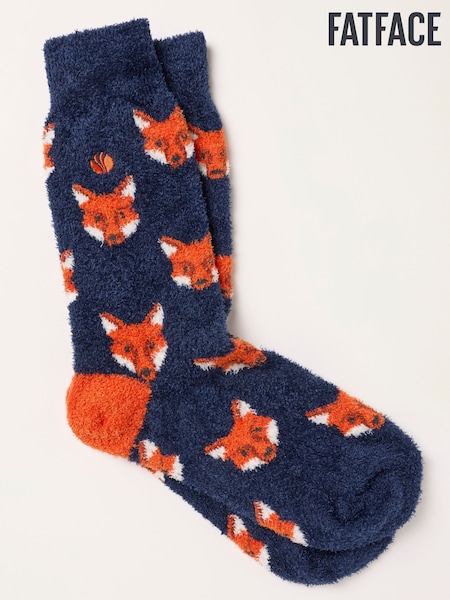 Navy - Regular Fatface Fluffy Fox Socks