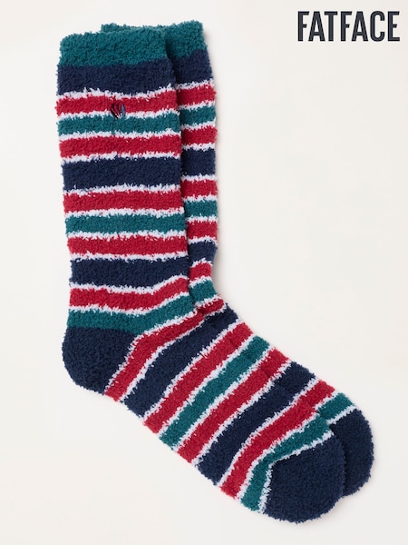Navy - Regular Fatface Cosy Striped Socks