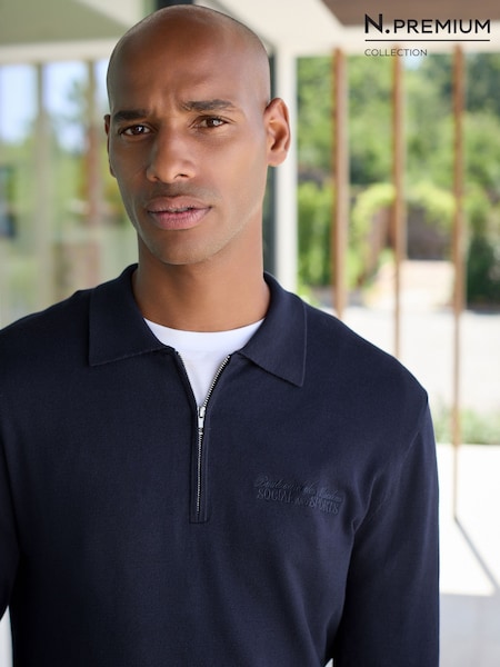 Navy - Regular N. Premium Slim Fit Quarter Zip Jumper