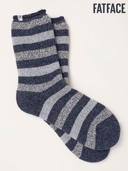 Grey - Regular Fatface Striped Thermal Socks