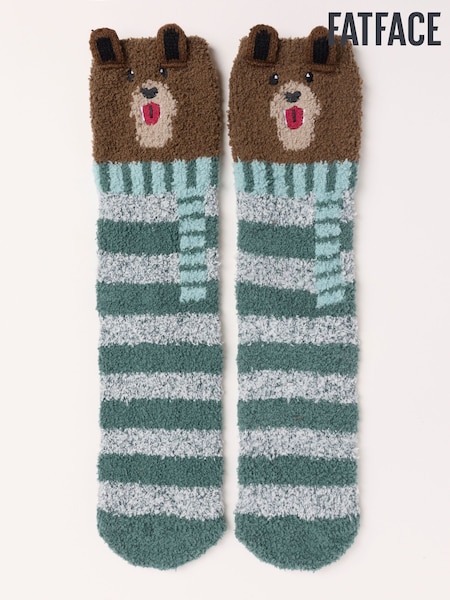 أخضر - Regular Fatface Fluffy Bear Socks