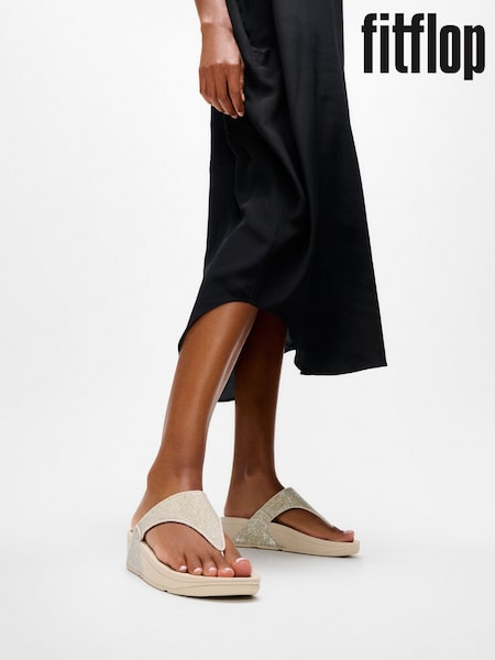 FitFlop Silver Lulu Shimmerglitz Toe-Post Sandals (V53515) | $174