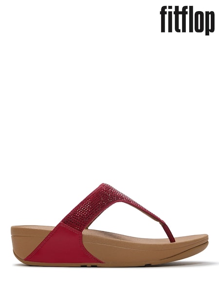 FitFlop Red Lulu Crystal Embellished Toe-Post Sandals (V53520) | $199