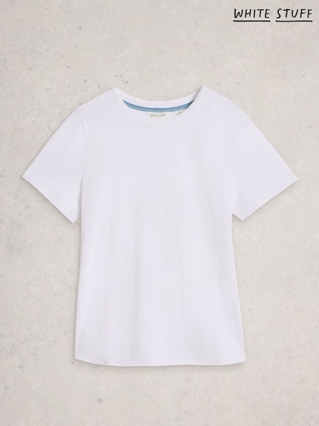 לבן - White Stuff Clara Short Sleeve T-Shirt (V53853) | ‏143‏₪