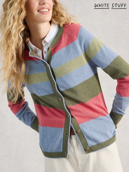 White Stuff Green Lulu Stripe Cardigan (V53858) | 318 QAR