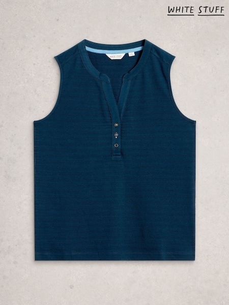 White Stuff Blue Nora Texture Notch Vests (V53864) | AED146