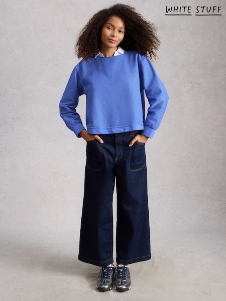 White Stuff Blue Herringbone Sweat Top (V53867) | €96